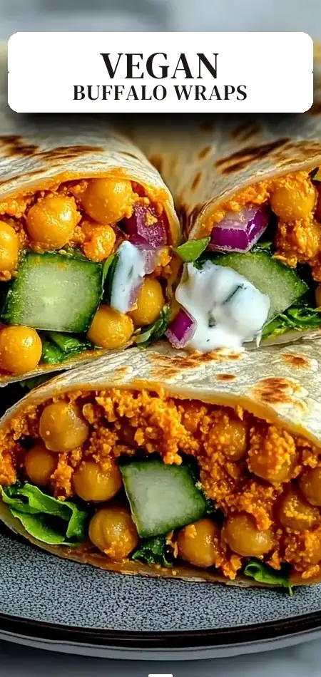 Pinterest pin (Design 2) for Bold Buffalo Chickpea Wraps Easy Vegan Meal Prep