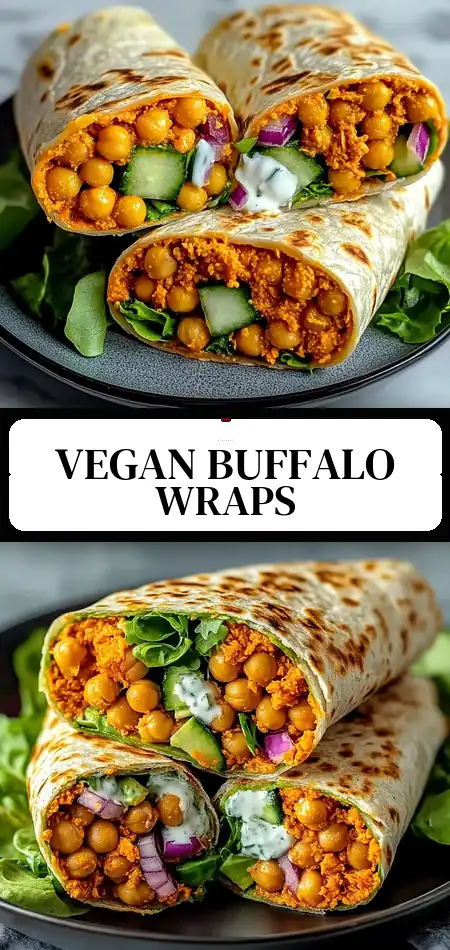 Pinterest pin (Design 3) for Bold Buffalo Chickpea Wraps Easy Vegan Meal Prep
