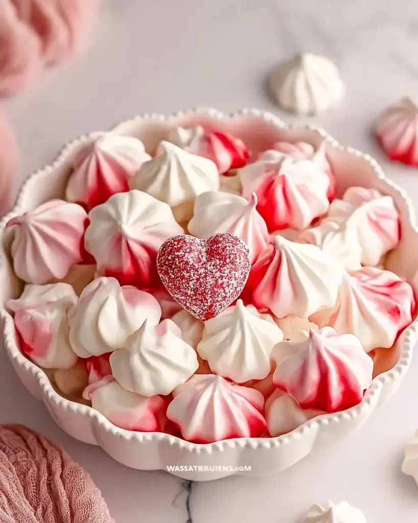 A delicious plate of Valentine’s Day Meringue Kisses