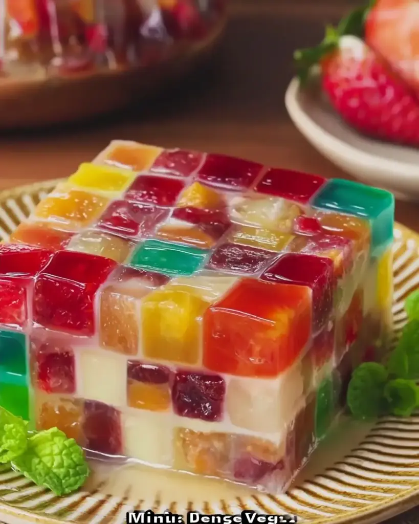 A delicious plate of Vintage Mosaic Fruit Jelly Dessert: An Easy Delight for All Ages