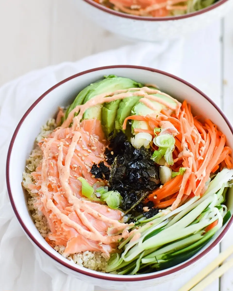 A delicious plate of Whole30 Smoked Salmon Sushi Bowl