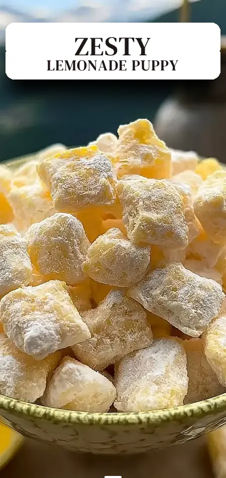 Pinterest pin (Design 2) for Bright & Zesty Lemonade Puppy Chow
