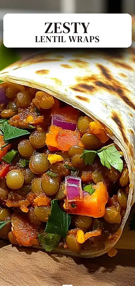 Pinterest pin (Design 2) for Spicy Lentil Veggie Wrap