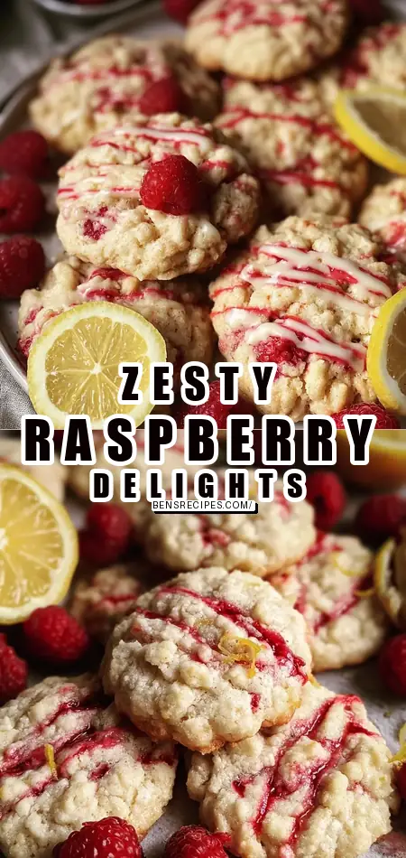 Pinterest pin (Design 1) for Lemon Raspberry Cookies