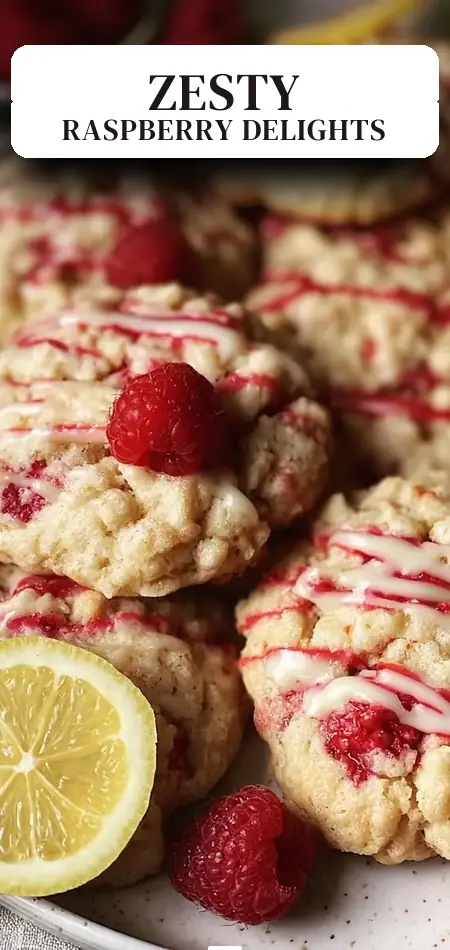 Pinterest pin (Design 2) for Lemon Raspberry Cookies