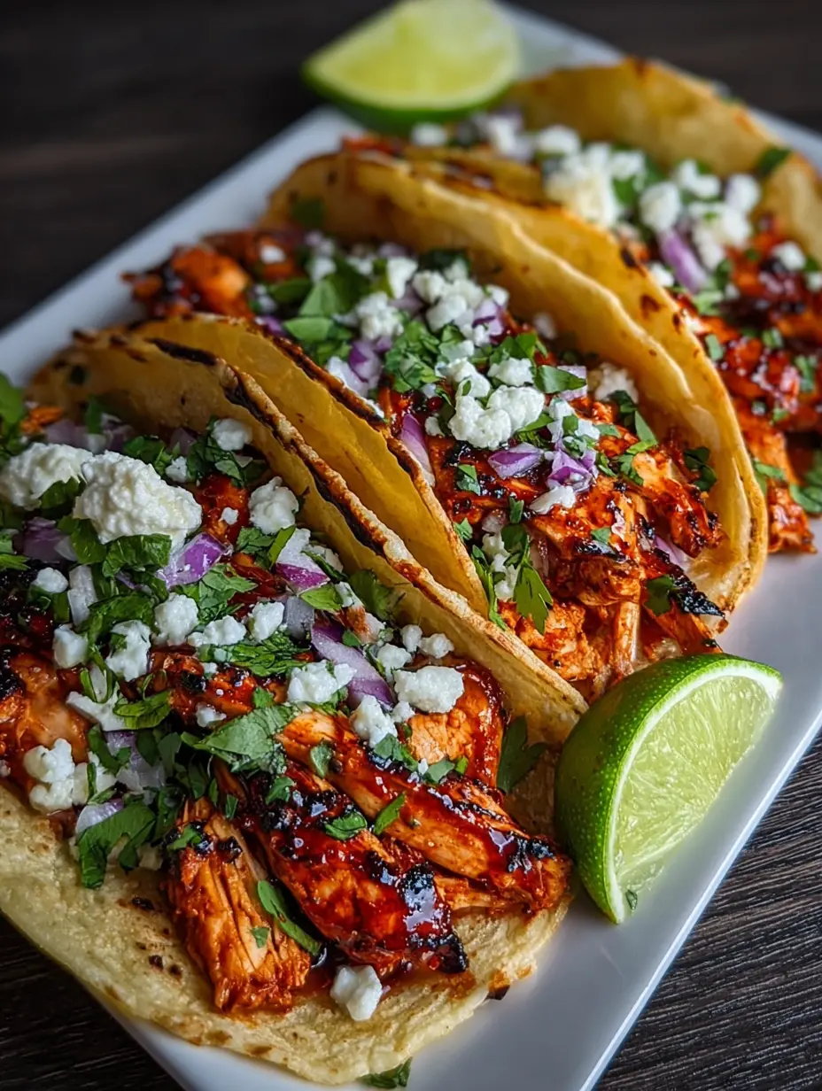 A delicious plate of 20-Minute Honey Lime Chicken Tacos