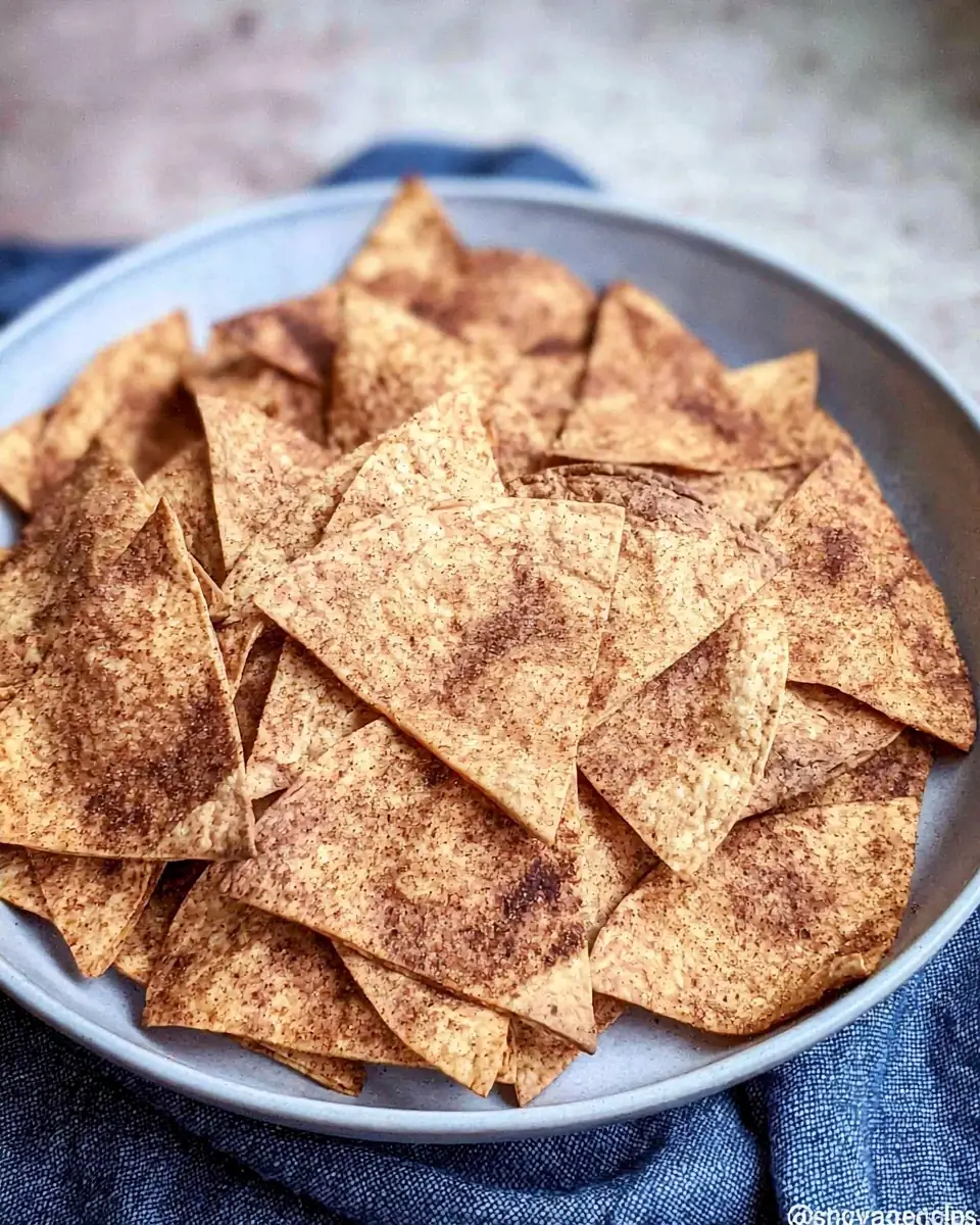 A delicious plate of Air Fryer Cinnamon Tortilla Chips