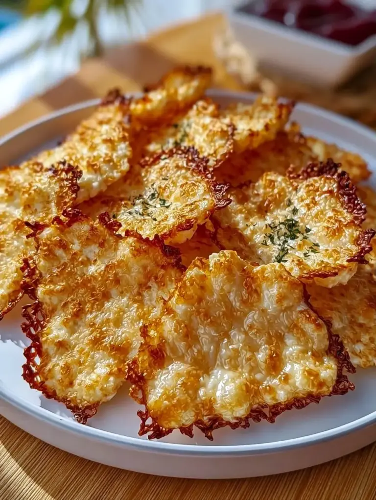 A delicious plate of Baked Cottage Cheese Chips