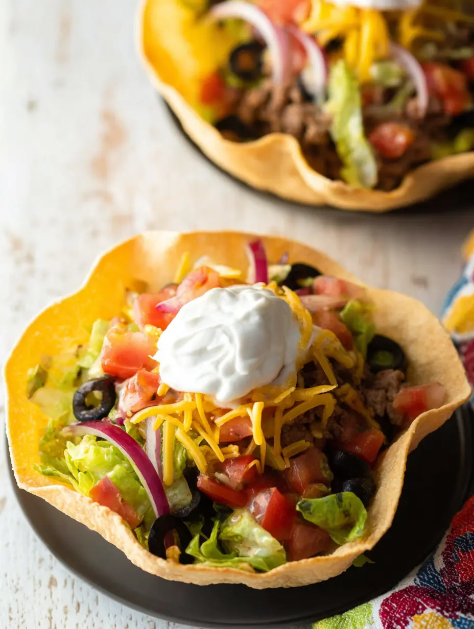 A delicious plate of Bubbly Taco Salad Bowls Recipe