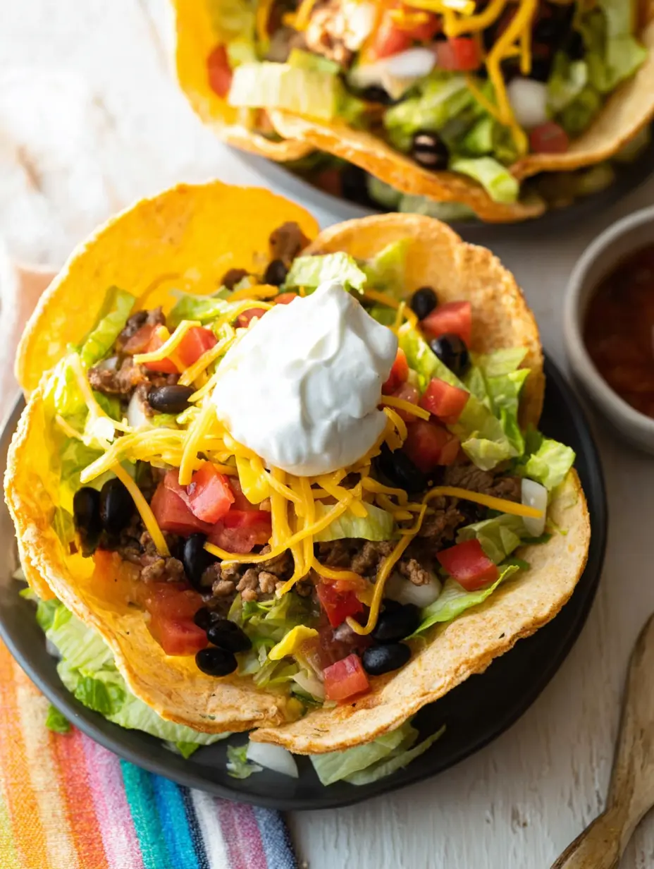 A delicious plate of Bubbly Taco Salad Bowls Recipe
