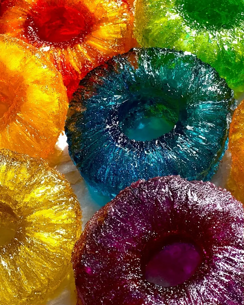 A delicious plate of Candied Rainbow Pineapple Rings