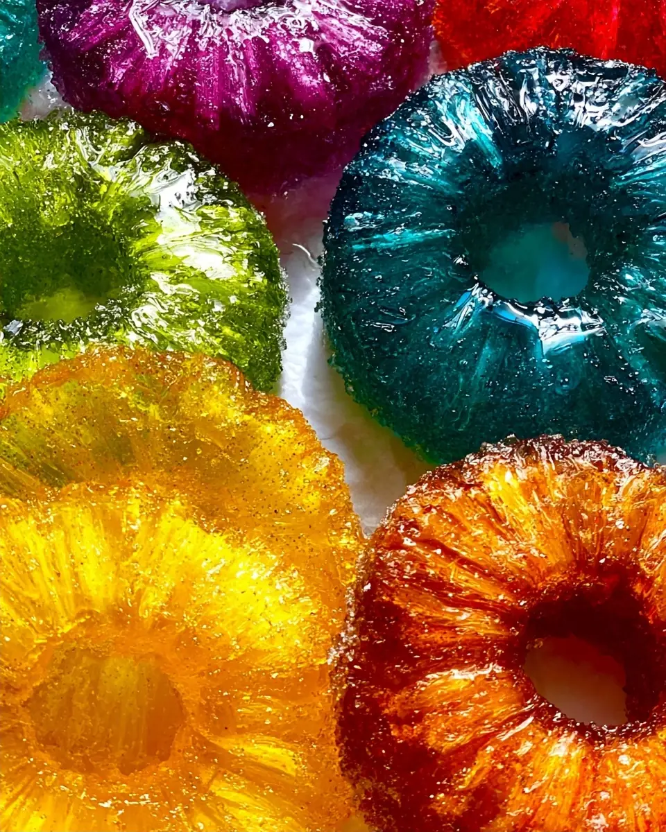 A delicious plate of Candied Rainbow Pineapple Rings