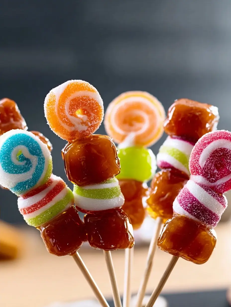A delicious plate of Candy Skewers Recipe - Easy DIY Party Candy Skewers Idea