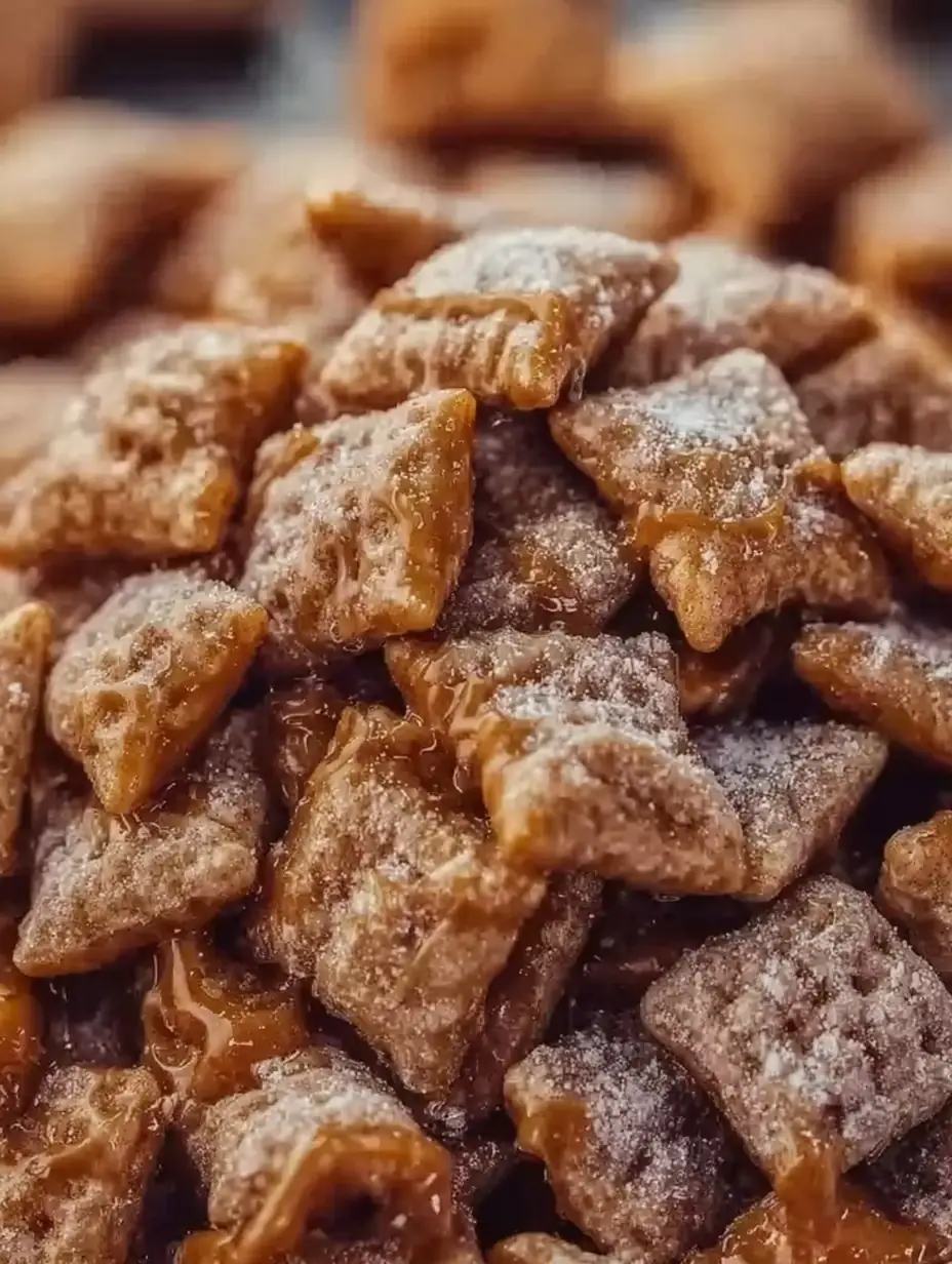 A delicious plate of Caramel Apple Puppy Chow