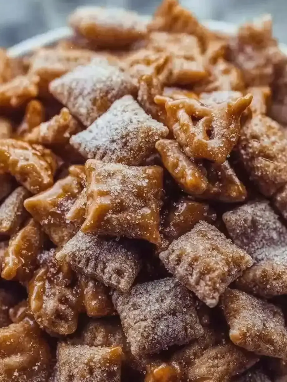 A delicious plate of Caramel Apple Puppy Chow