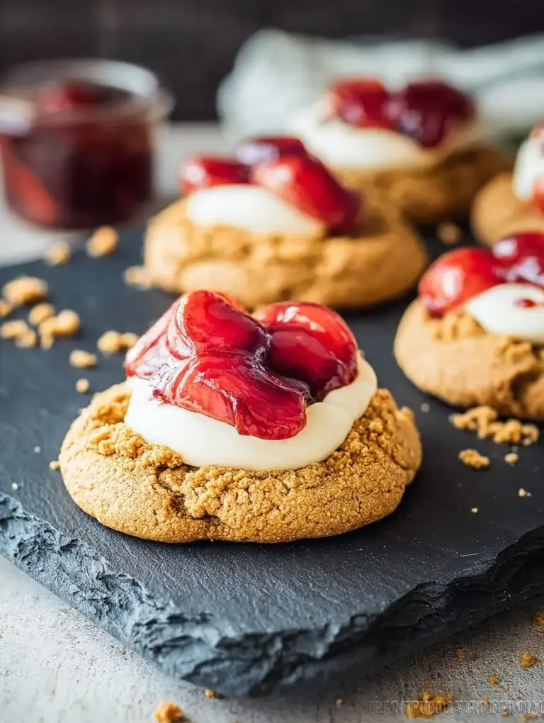 A delicious plate of Cherry Cheesecake Cookies