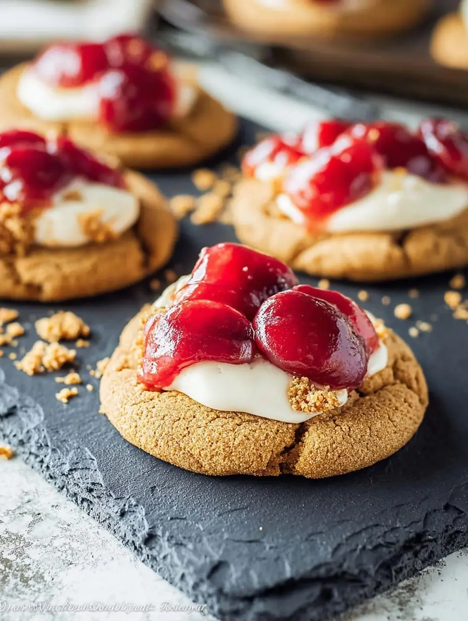 A delicious plate of Cherry Cheesecake Cookies