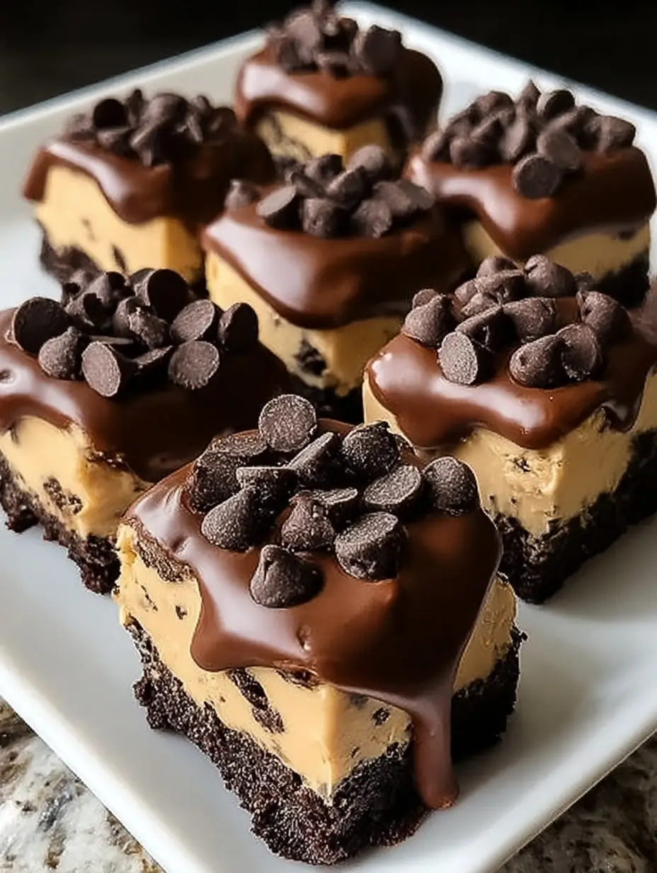 A delicious plate of Chocolate Chip Cookie Dough Brownie Bites
