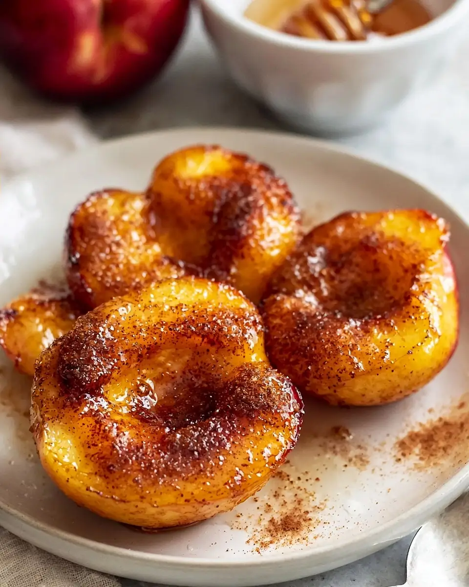 A delicious plate of Cinnamon Honey Air Fryer Peaches