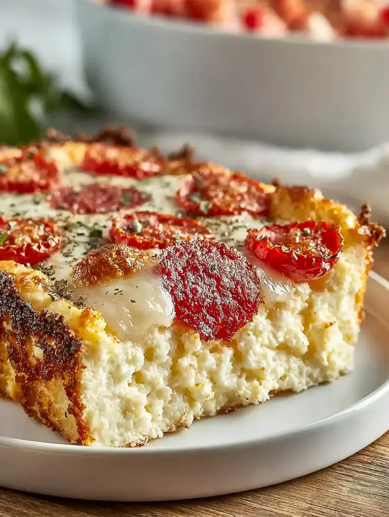 A delicious plate of Cottage Cheese Pizza Bake: The Ultimate High-Protein Recipe