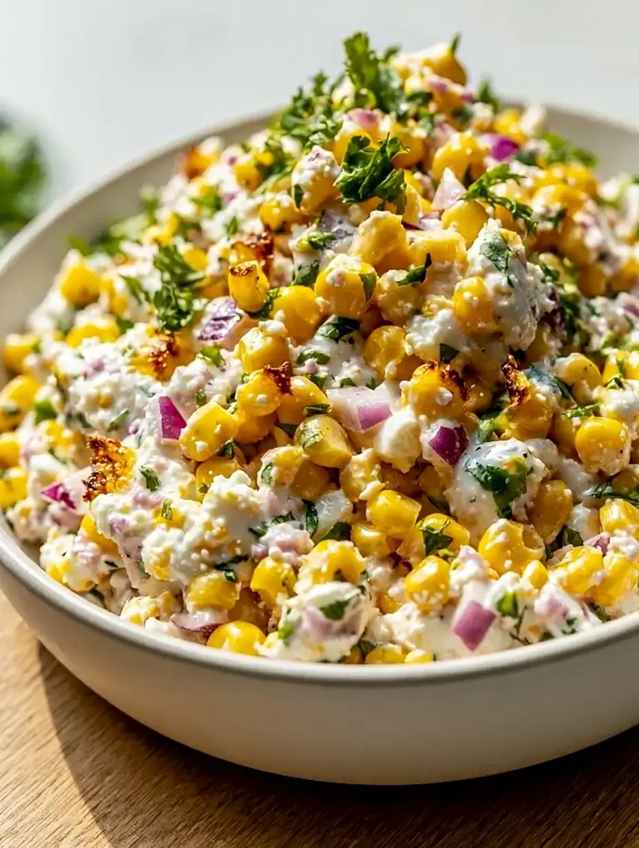 A delicious plate of Cottage Cheese Street Corn Salad