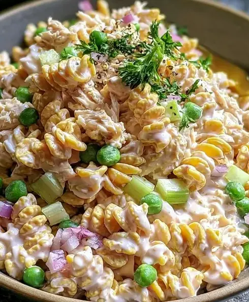 A delicious plate of Creamy High Protein Pasta Salad