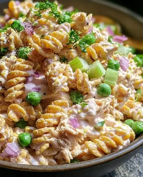 A delicious plate of Creamy High Protein Pasta Salad