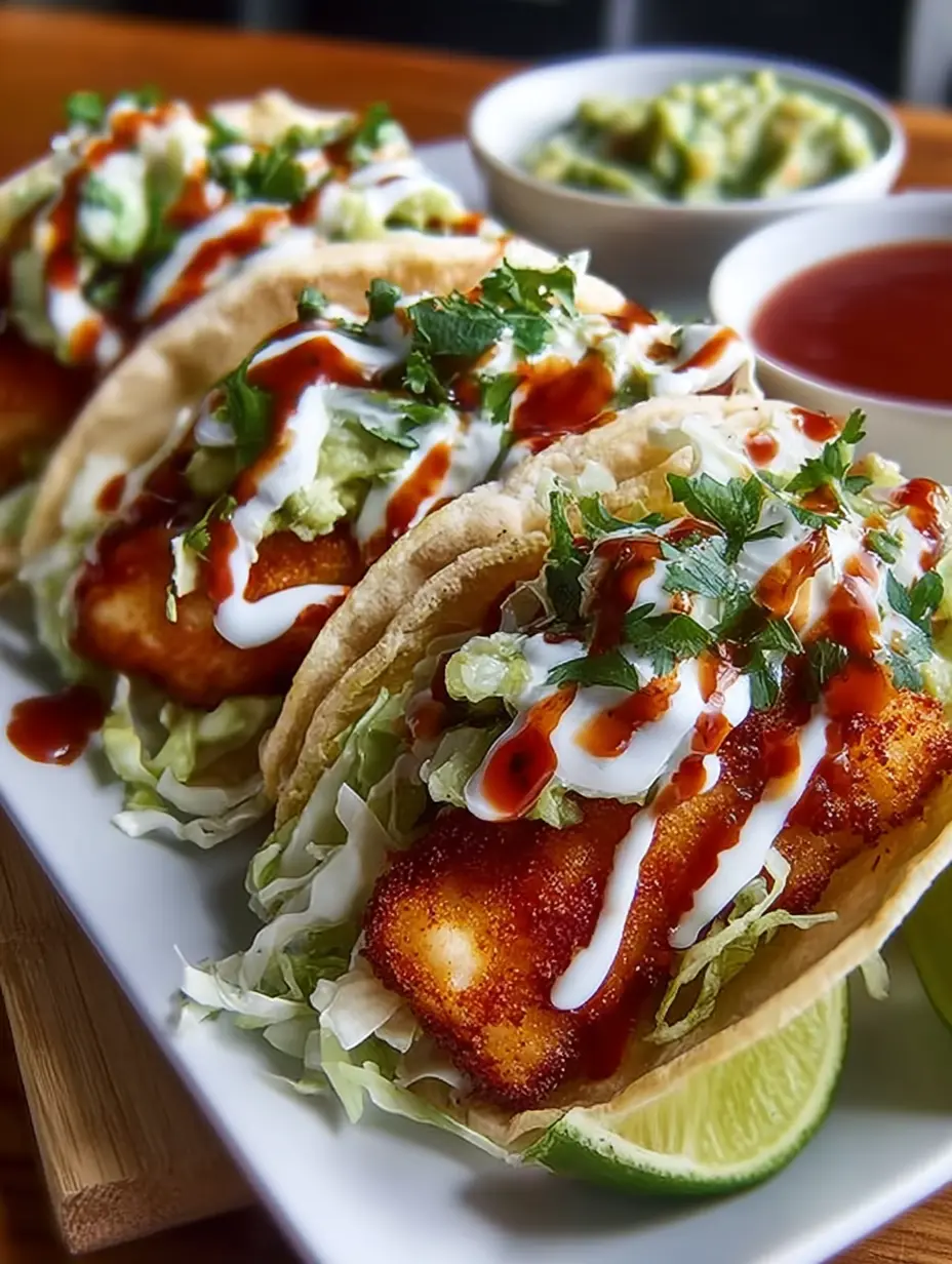 A delicious plate of Crispy Baja Halibut Tacos