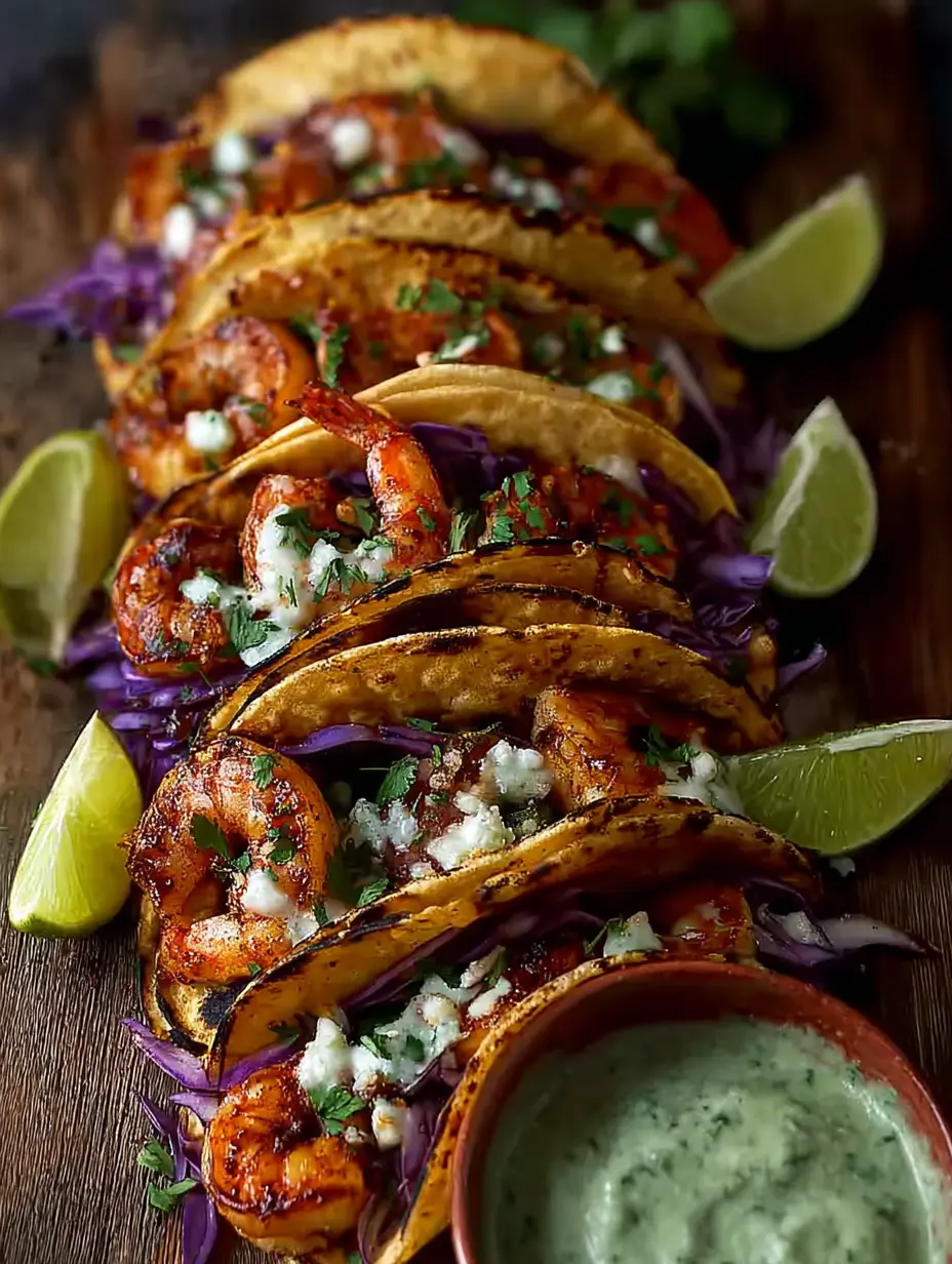 A delicious plate of Crispy Grilled Shrimp Tacos Ready in 20 Mins for Summer Gatherings