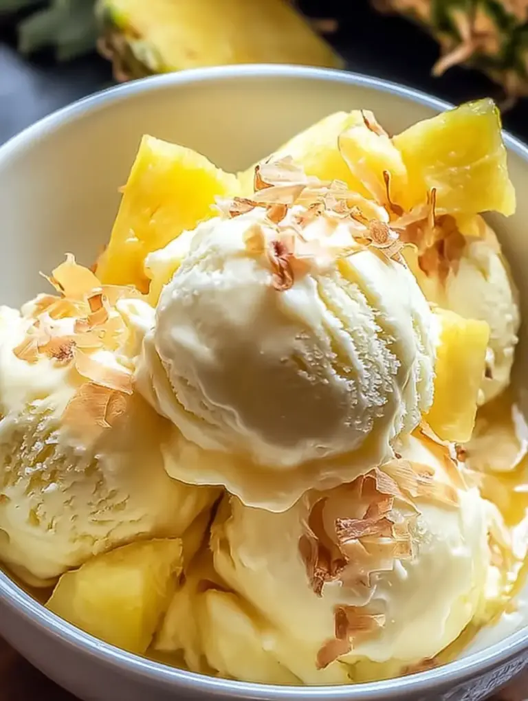 A delicious plate of Delicious Pineapple Ice Cream Recipe