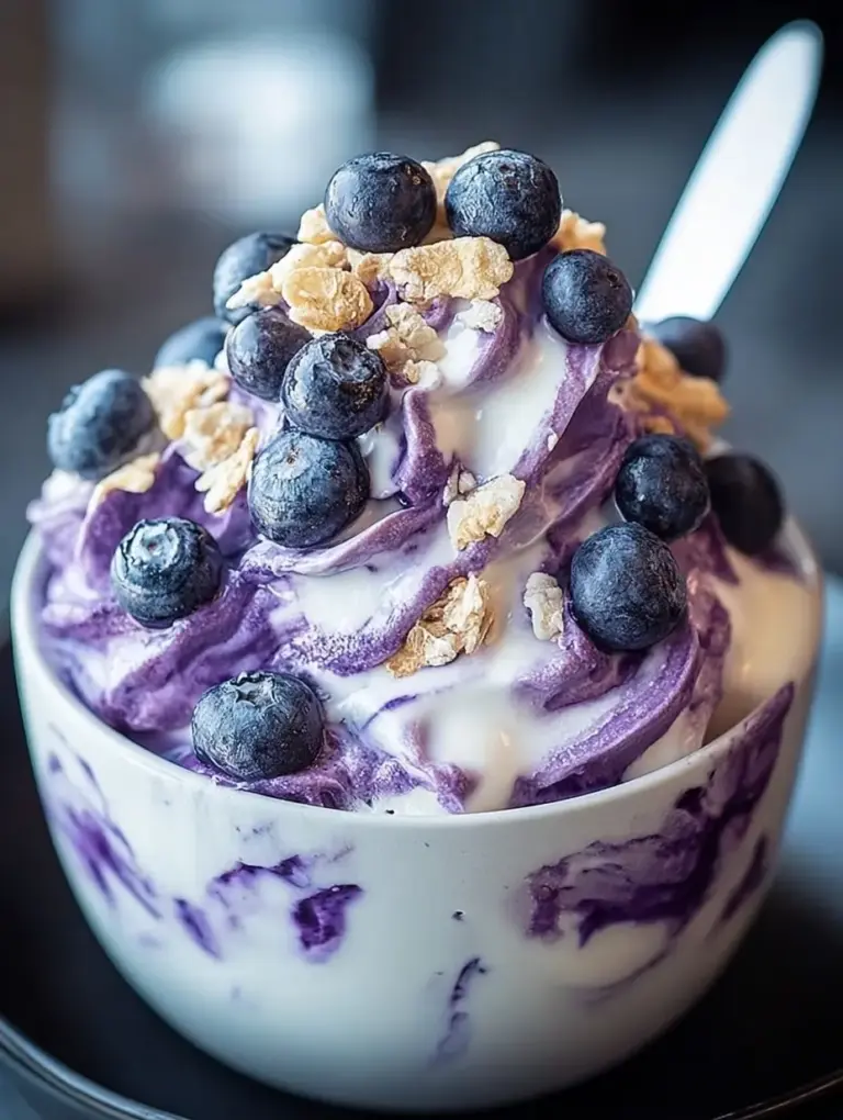 A delicious plate of Dreamy Blueberry And Vanilla Cheesecake Fluff Recipe