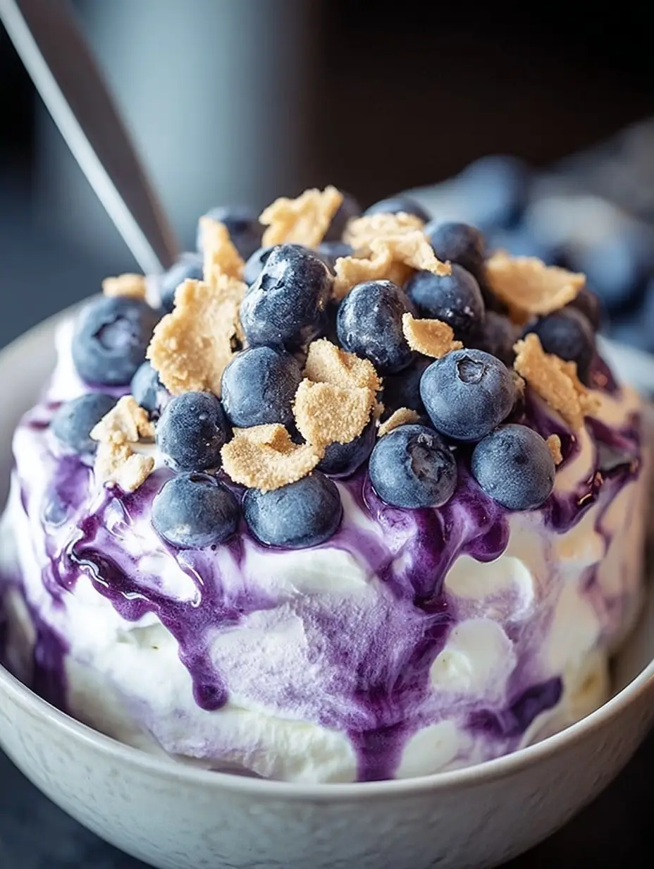 A delicious plate of Dreamy Blueberry And Vanilla Cheesecake Fluff Recipe