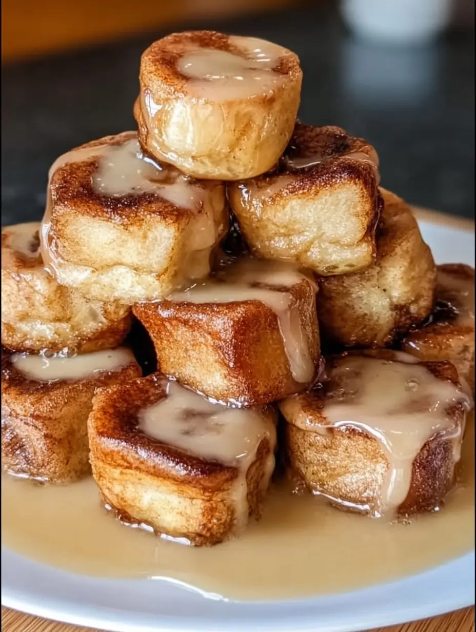 A delicious plate of Easy Cinnamon Roll French Toast Bites