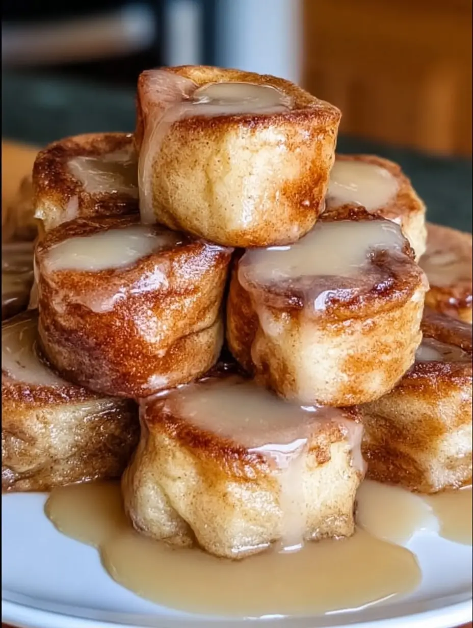 A delicious plate of Easy Cinnamon Roll French Toast Bites