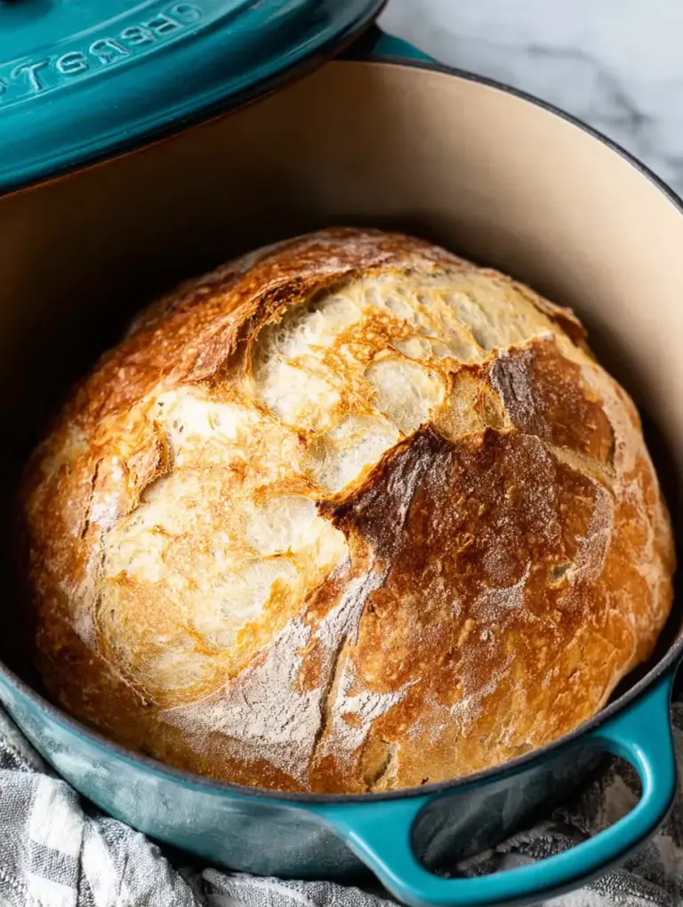A delicious plate of Easy No Knead Bread (Dutch Oven Bread)