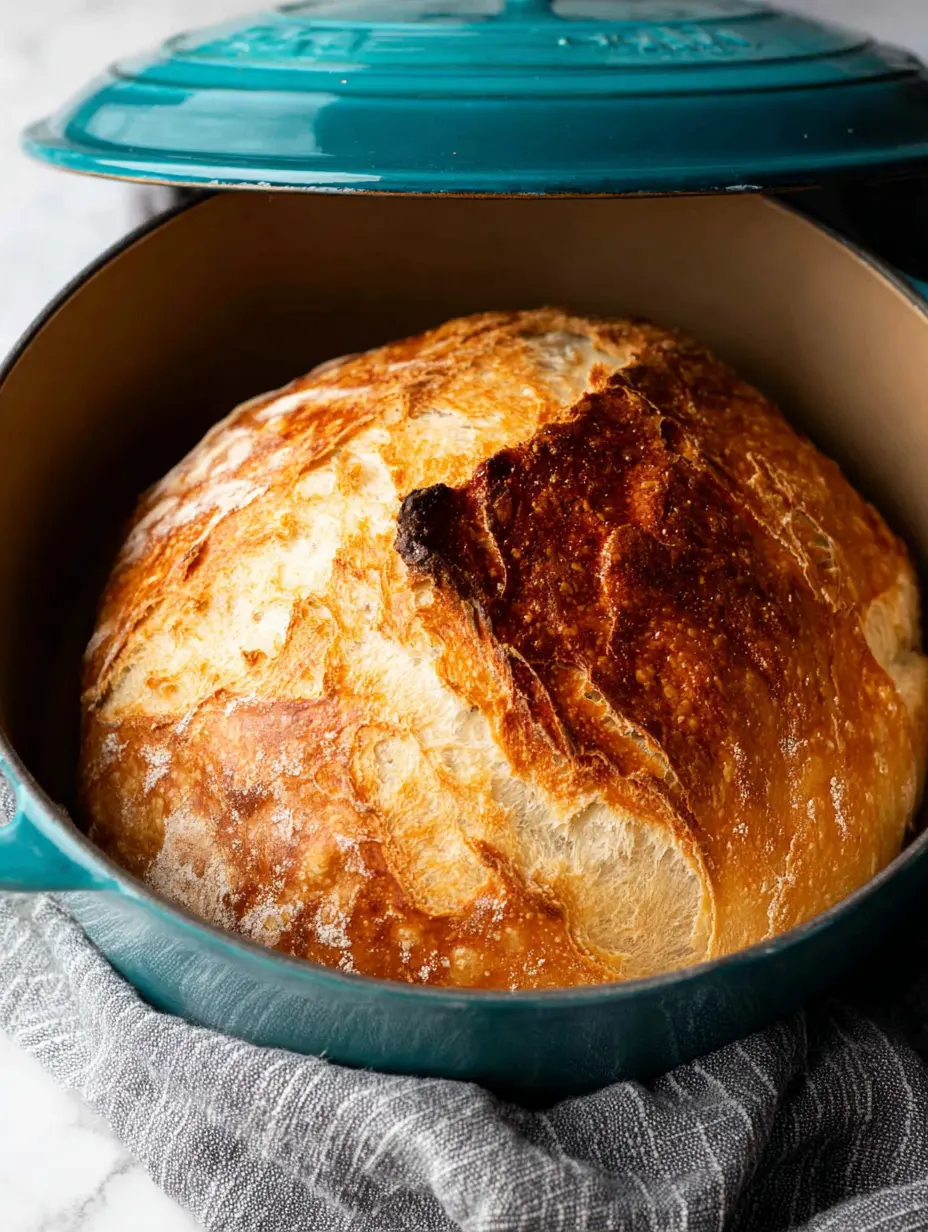 A delicious plate of Easy No Knead Bread (Dutch Oven Bread)