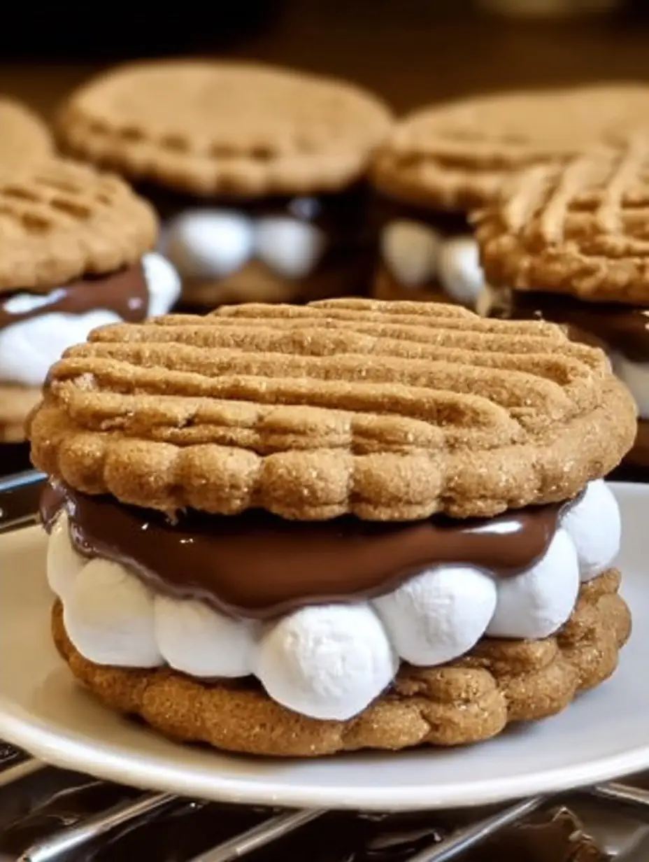A delicious plate of Easy S'mores Peanut Butter Sandwich Cookies