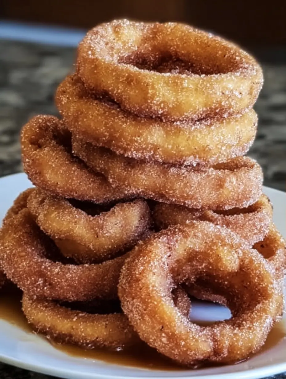A delicious plate of Fried Cinnamon-Sugar Apple Rings