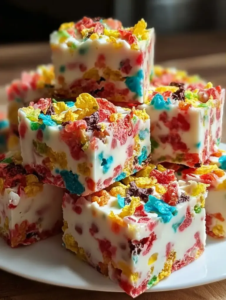 A delicious plate of Fruity pebbles fudge