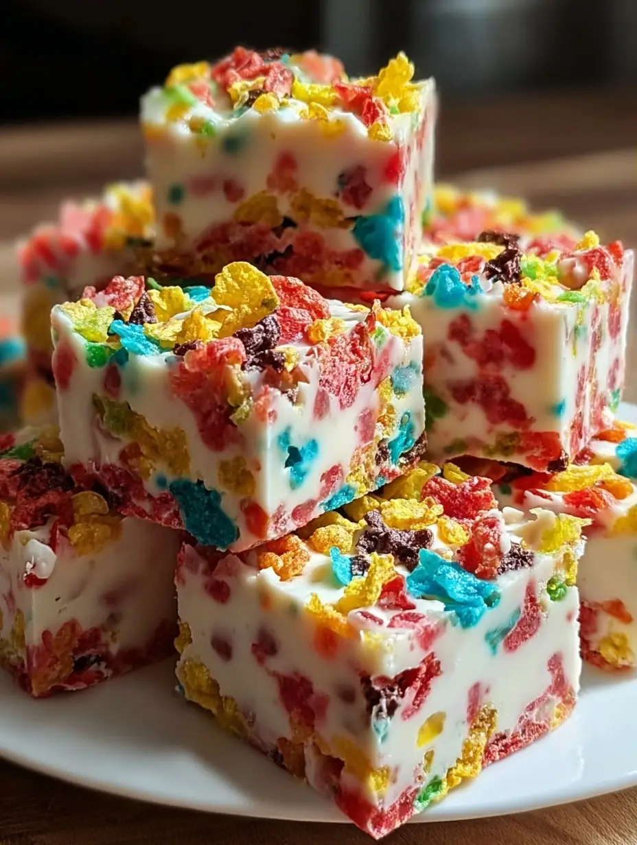 A delicious plate of Fruity pebbles fudge
