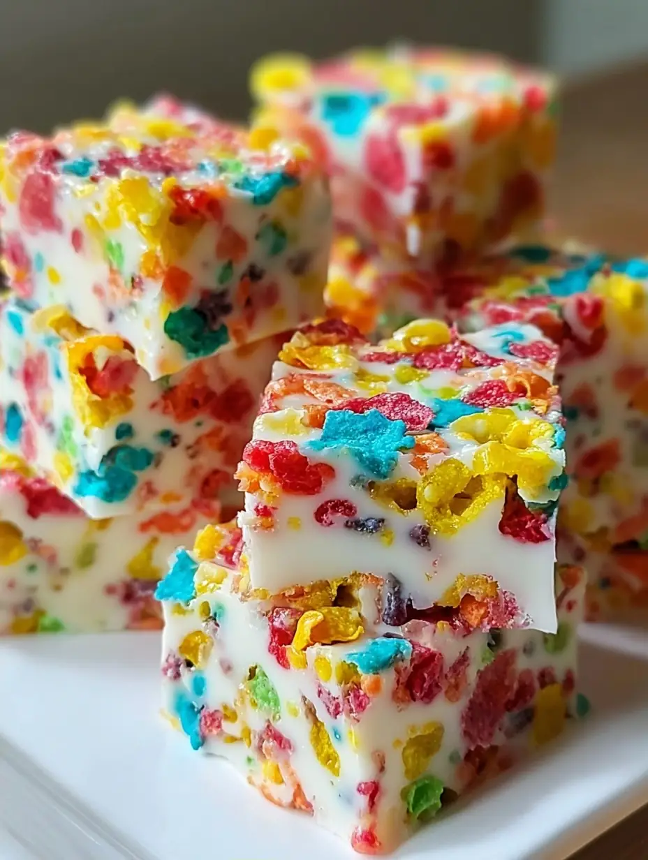 A delicious plate of Fruity pebbles fudge