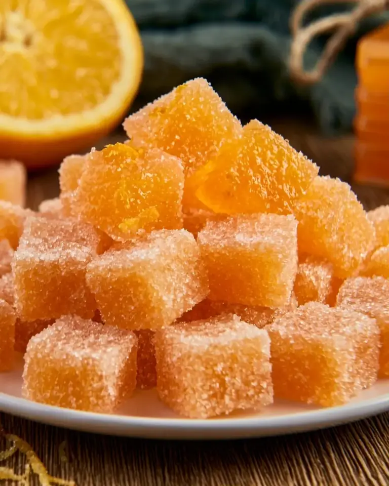 A delicious plate of GUMMY CANDY (ORANGE FLAVOR)