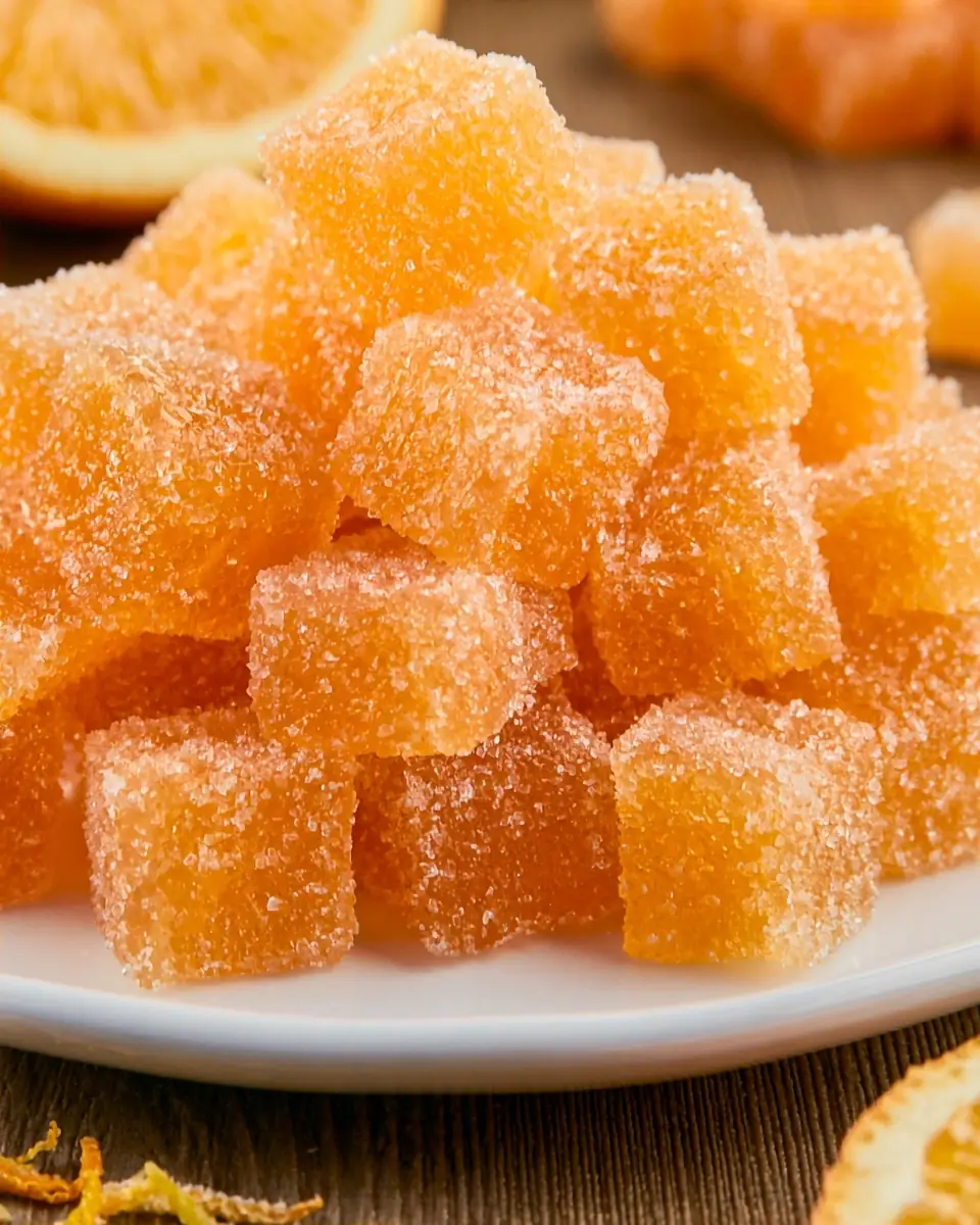 A delicious plate of GUMMY CANDY (ORANGE FLAVOR)