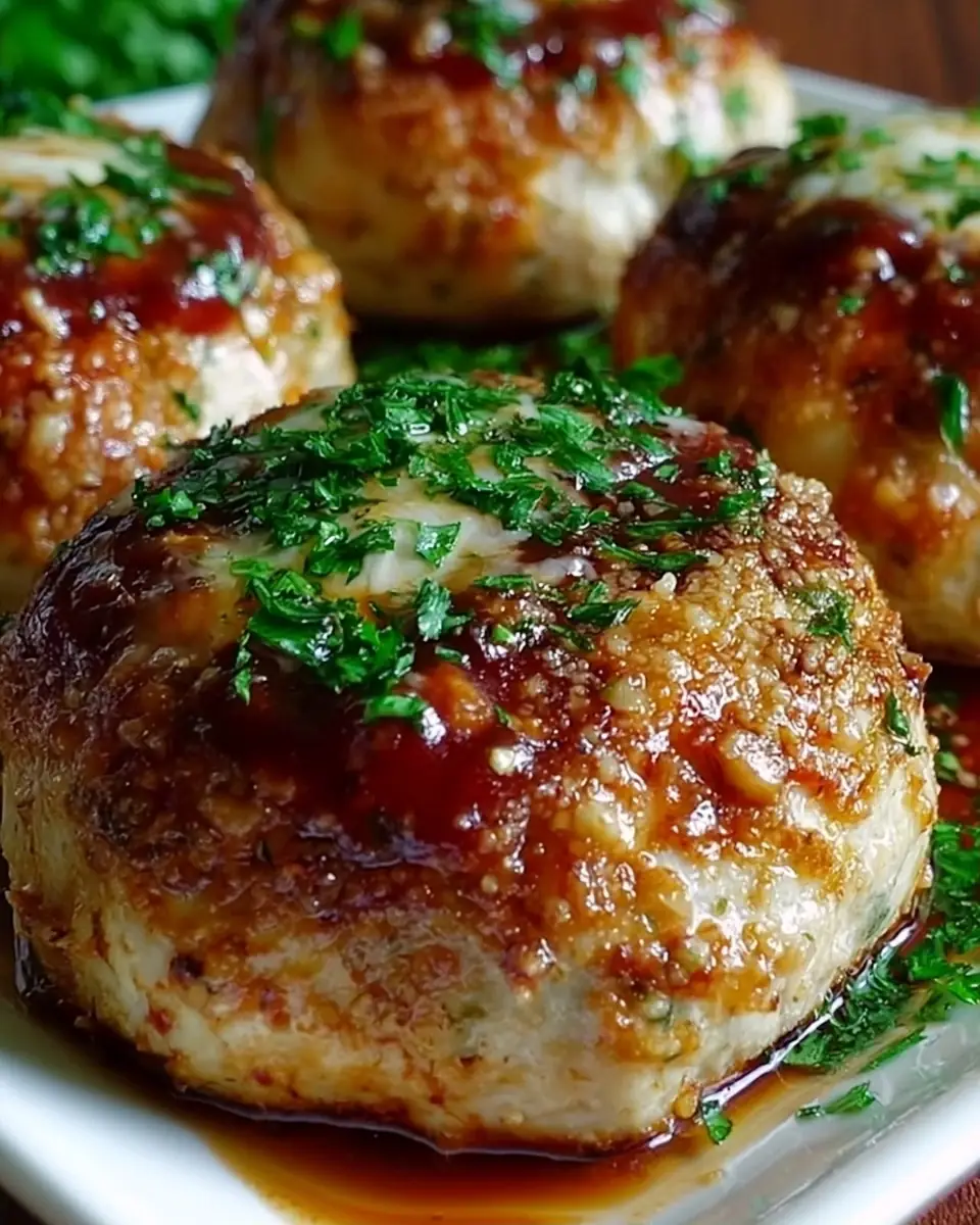 A delicious plate of Garlic Parmesan Meatloaves