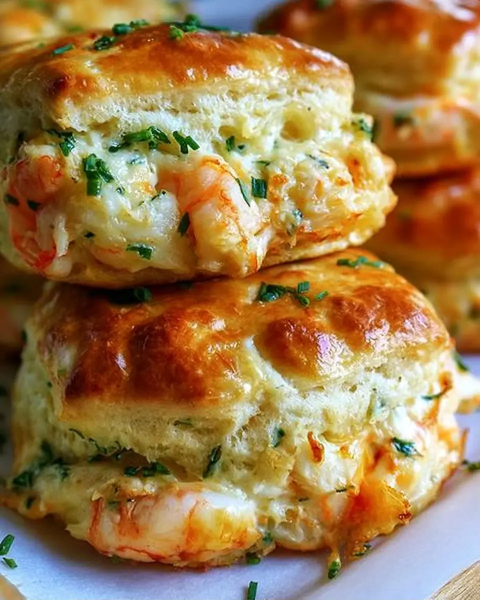A delicious plate of Golden Shrimp and Crab Biscuit Melts