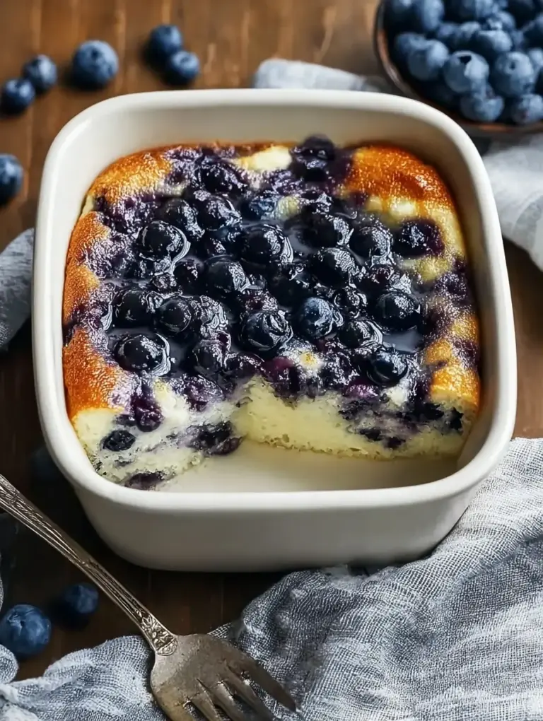 A delicious plate of High Protein Blueberry Cottage Cheese Breakfast Bake