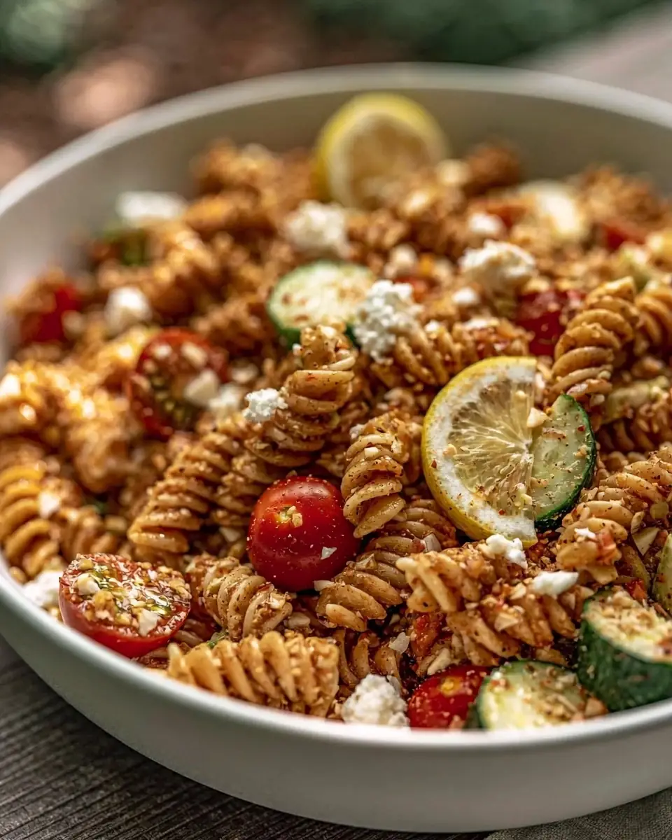 A delicious plate of High Protein Chickpea Pasta Salad In 30 Minutes Flat
