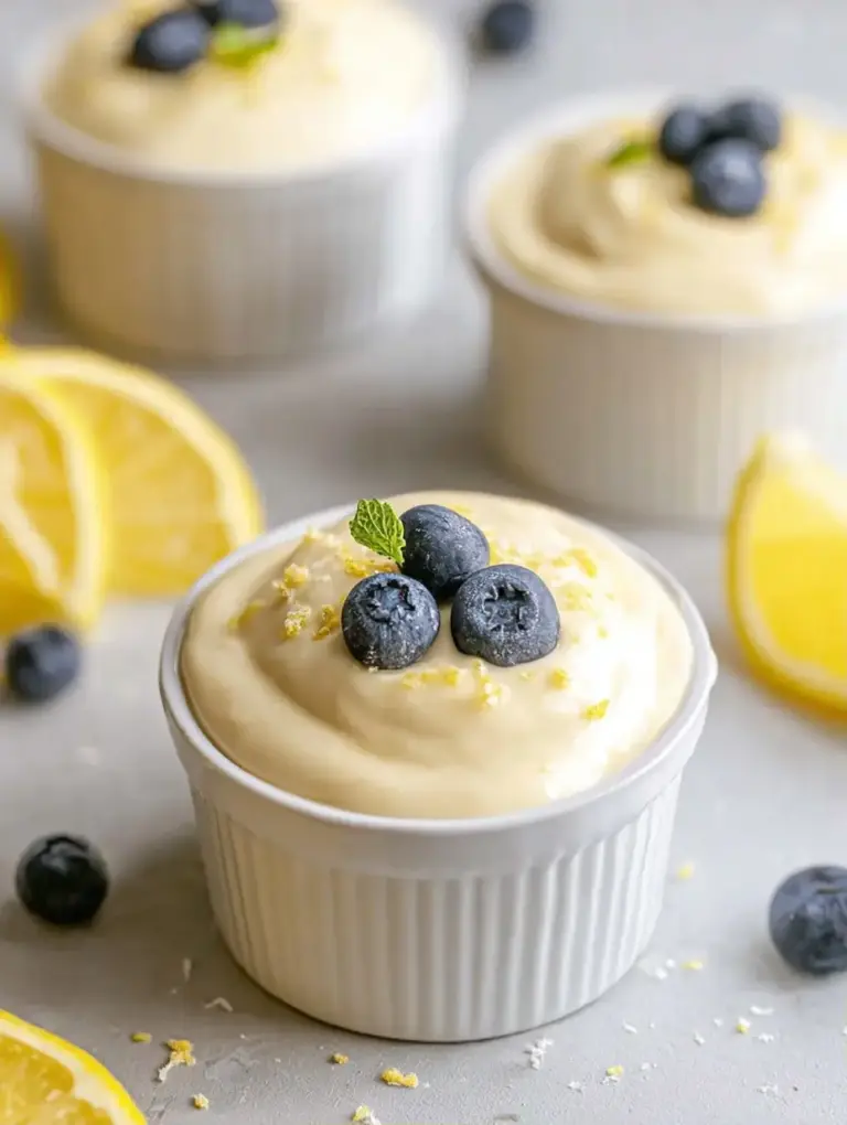 A delicious plate of High-Protein Cottage Cheese Lemon Mousse