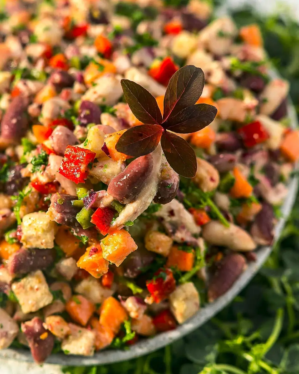 A delicious plate of High-Protein Dense Bean Salad with Chicken