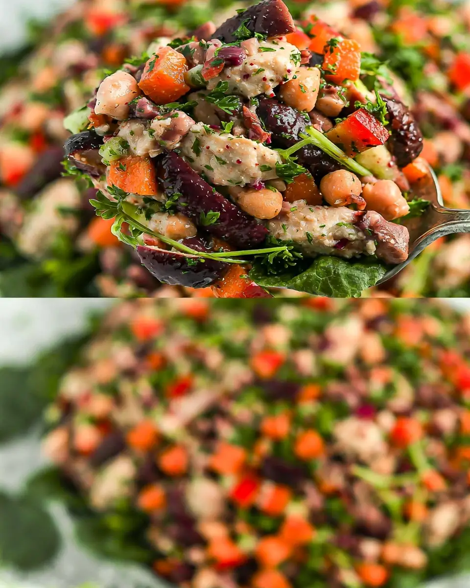 A delicious plate of High-Protein Dense Bean Salad with Chicken